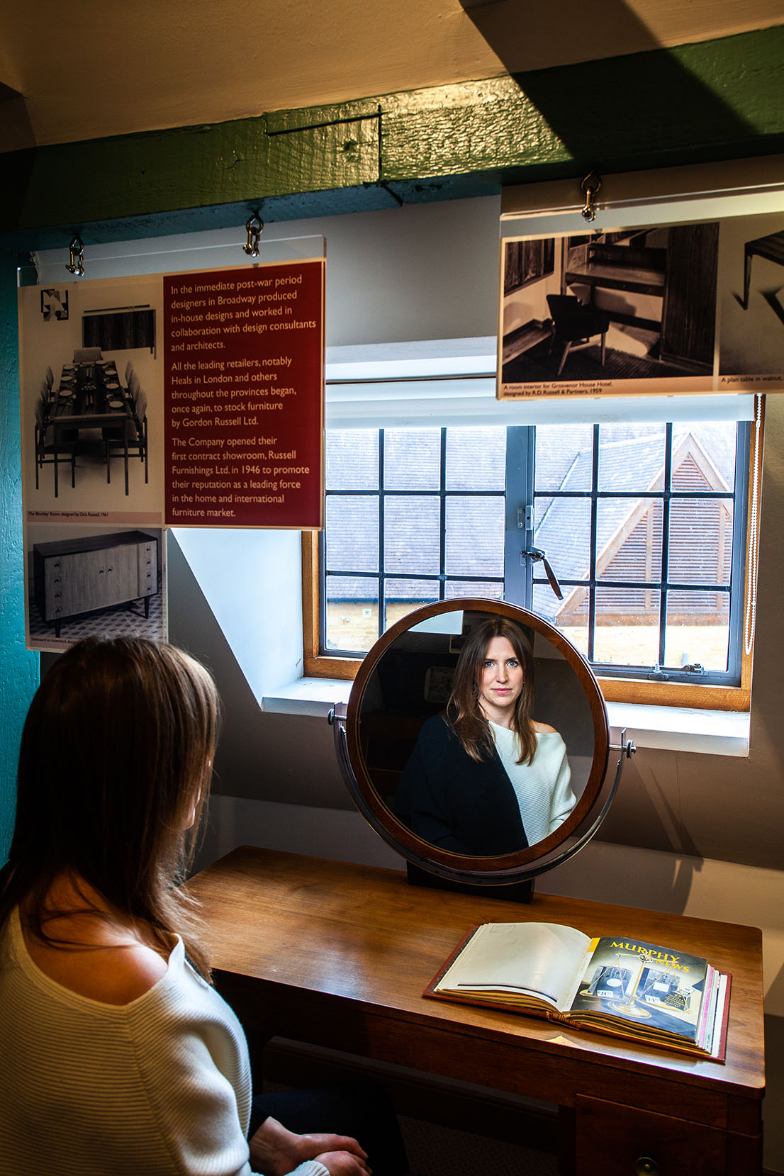 Verity Elson, director of the Gordon Russell Design Museum, Broadway, at a 1930 ‘Shipton’ dressing table