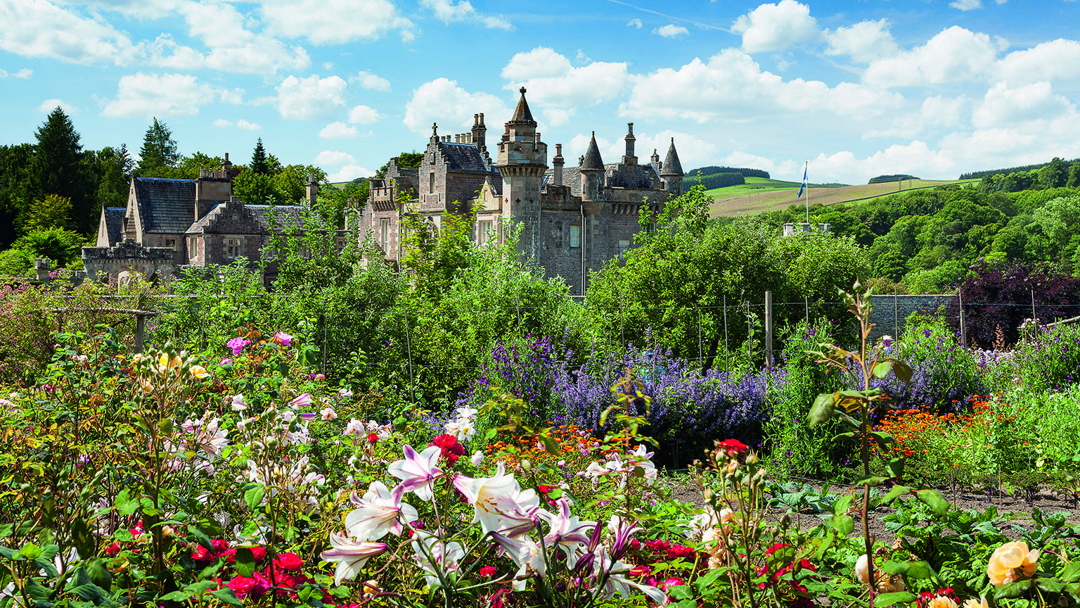 Abbotsford, the home of Sir Walter Scott, seen from across its kitchen garden