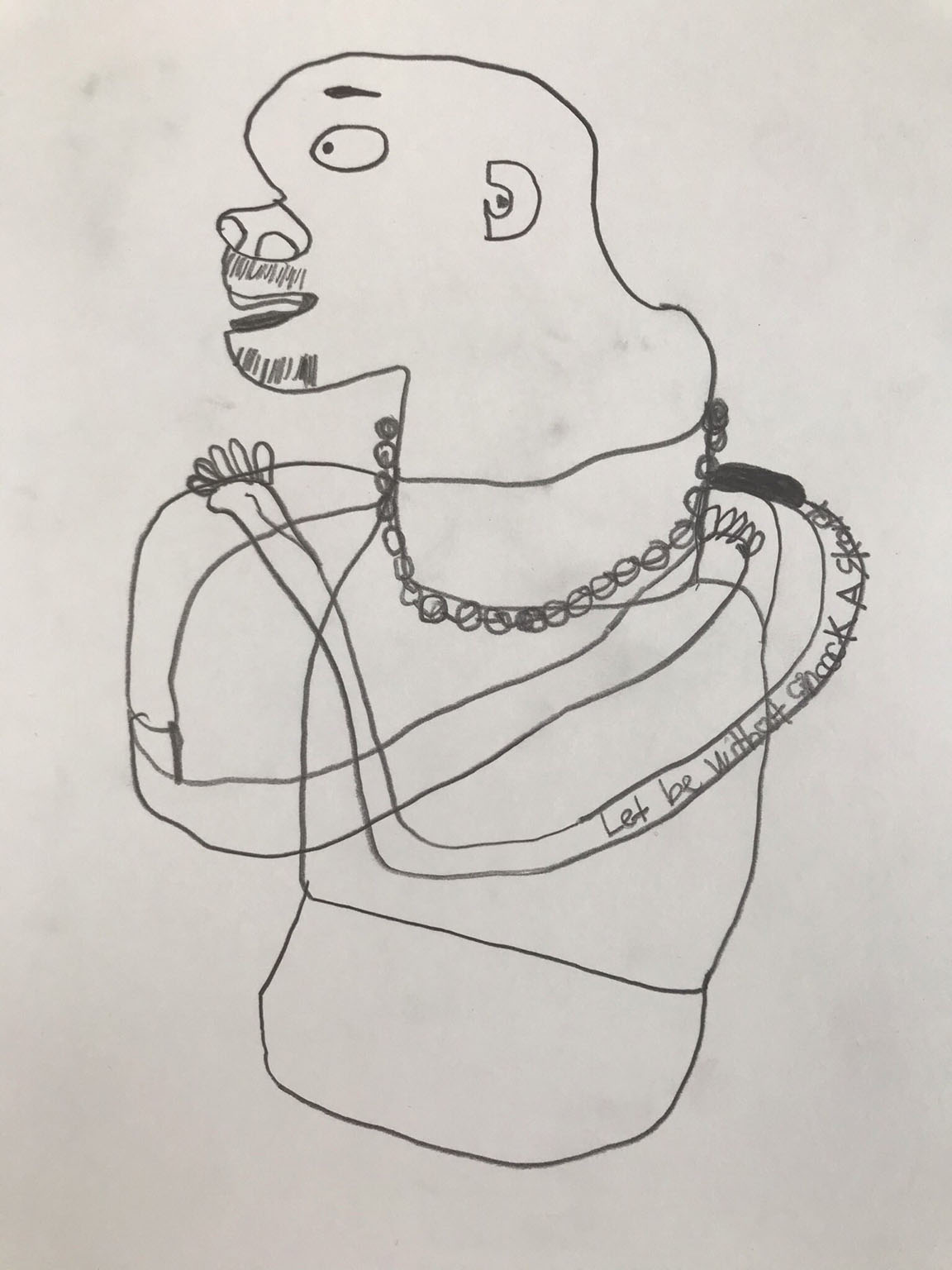 Portrait of Ian Wright by pupil at Woodfield School, Brent.