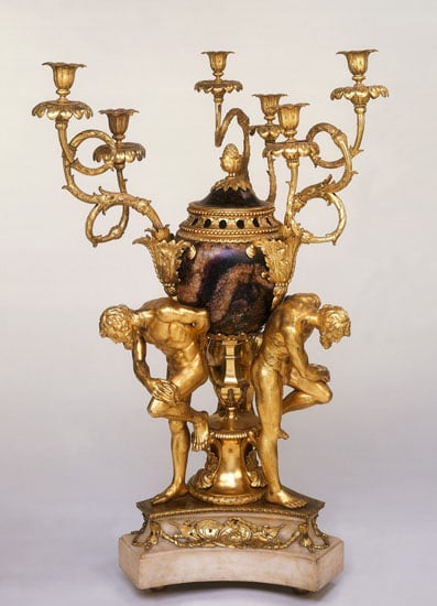 Pair of Blue John and ormolu candelabra