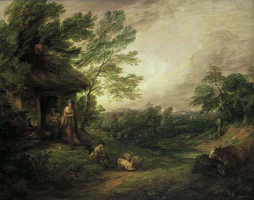 The Cottage Door with Girl and Pigs