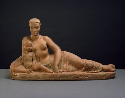 Reclining woman with child