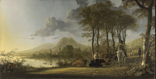 River Landscape with Horsemen and Peasants