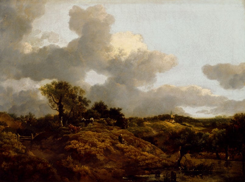 Wooded Landscape with Herdsmen seated on a Bank near a Pool