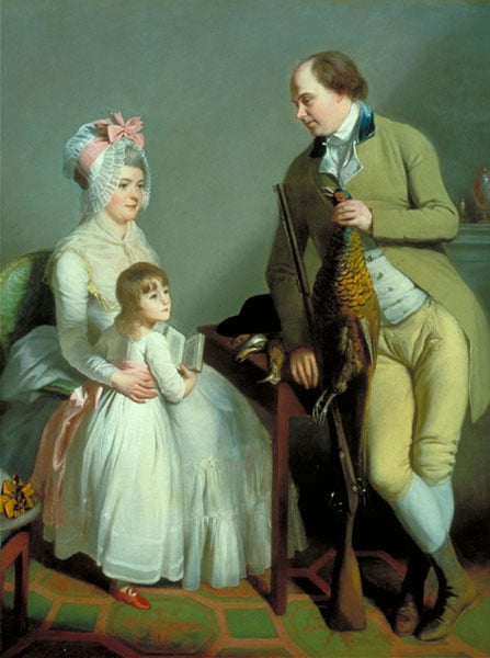 Portrait of Mr and Mrs John Custance of Norwich and their daughter Frances