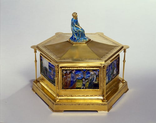 Silver gilt & enamel casket