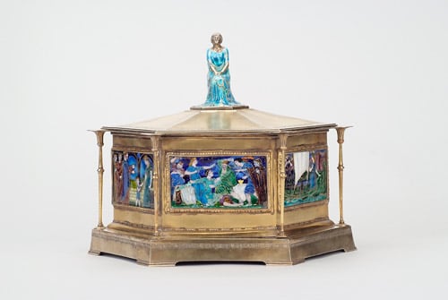 Silver gilt & enamel casket