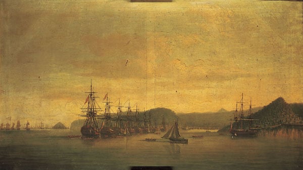 The British Fleet at Anchor off St Lucia, 1778