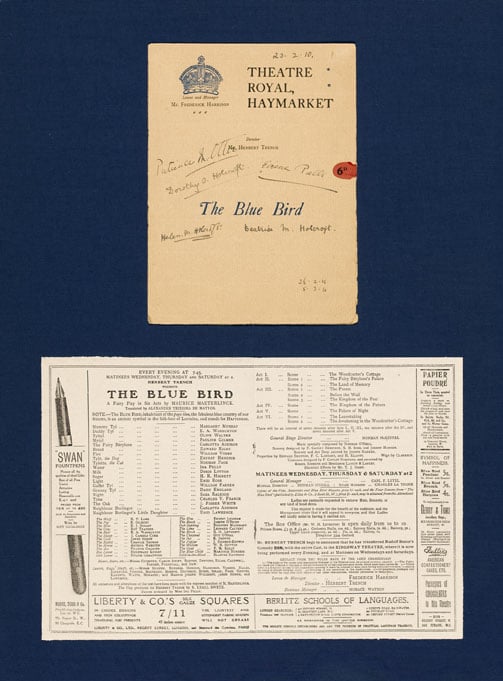 Original set designs and theatre poster for 'The Blue Bird'