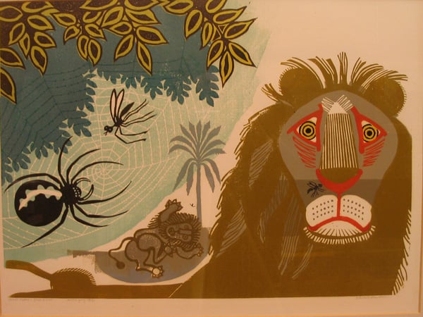 Five linocuts from the Aesop Suite