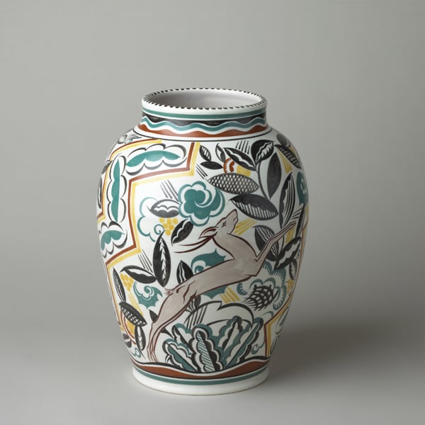 Vase with 'leaping deer' pattern