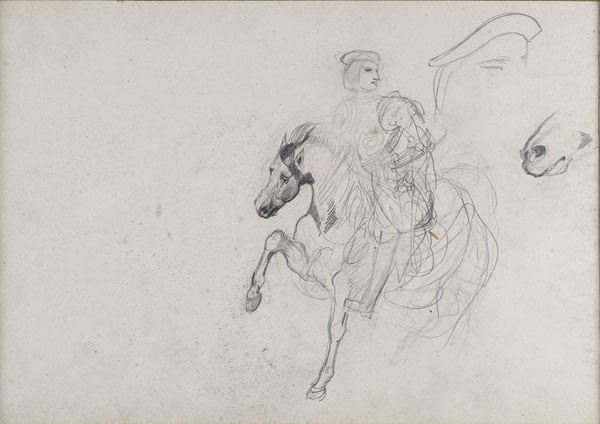 1) Figure on horseback; 2) Delacroix letter