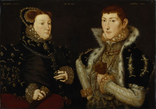 Portrait of Mary Neville, Lady Dacre and Gregory Fiennes, 10th Baron Dacre