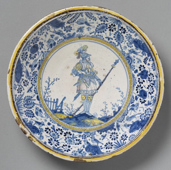 Dish painted with Hector of Troy and Chinese Birds