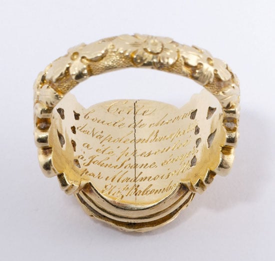 Gold mourning ring containing a lock of Napoleon's hair