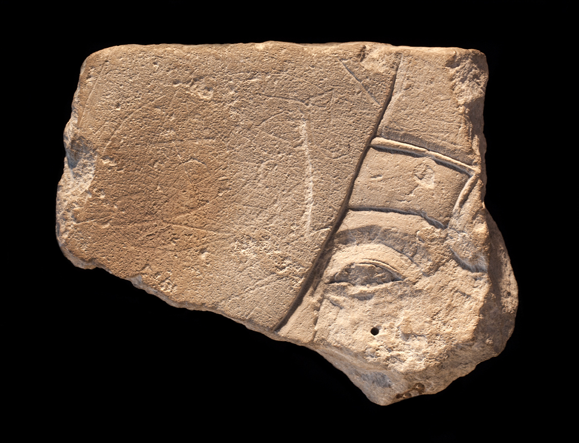 Egyptian Practise Piece, Fragment Of The Pharoah Akhenaten Or Nefertiti